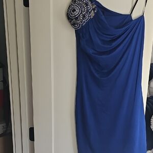 Elegant Blue One-Shoulder Dress
